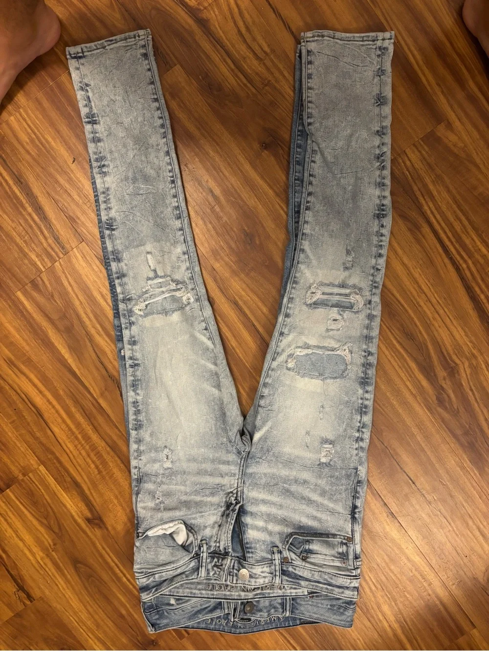 American Eagle Outfitters Light Blue Ripped Men’s Skinny Jeans